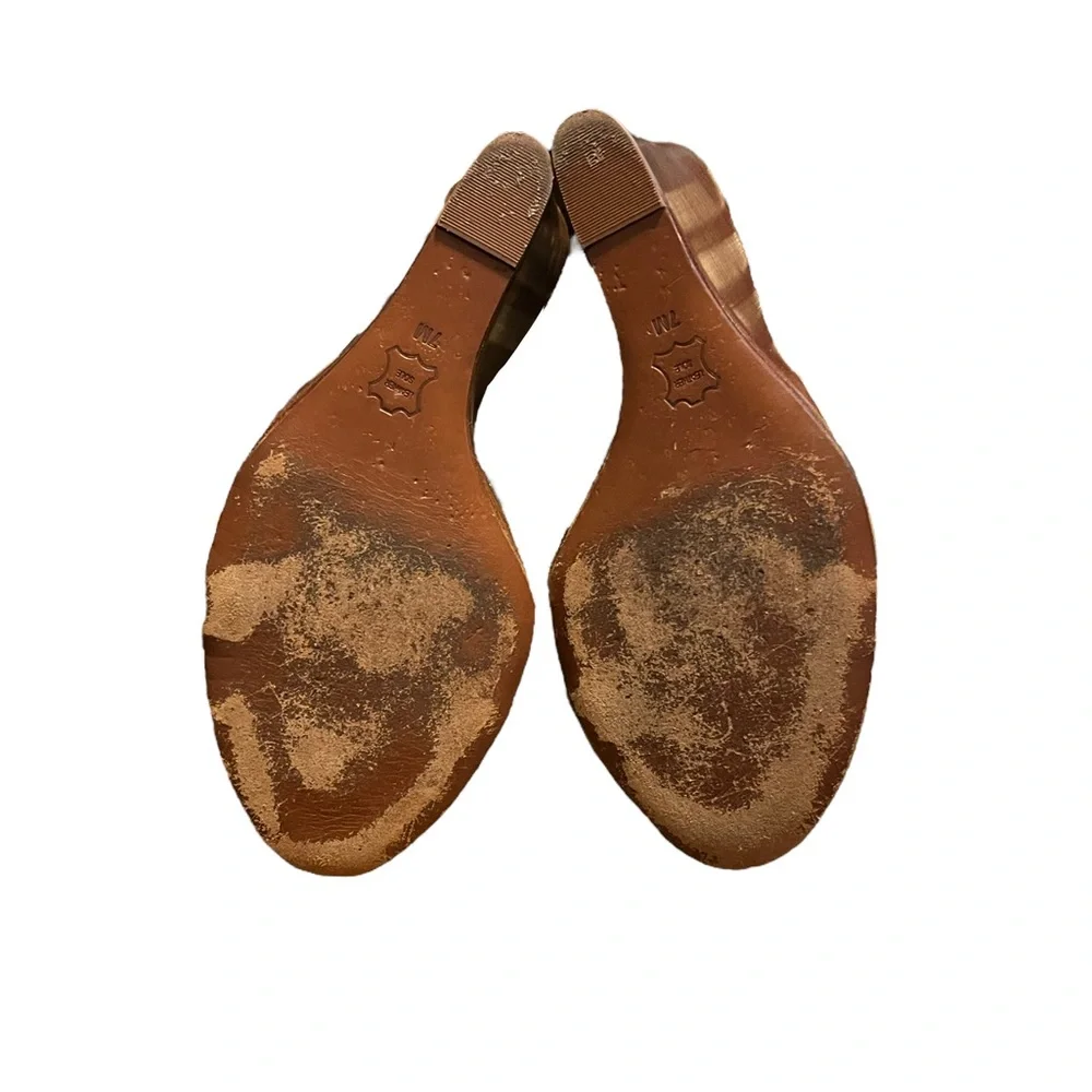 Tory Burch Gold Floral Wedge Sandals